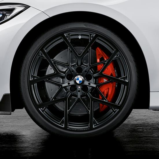 BMW M Performance Complete Wheel and Tire Set, Style 795M, 20 Inch in Jet Black Matte.