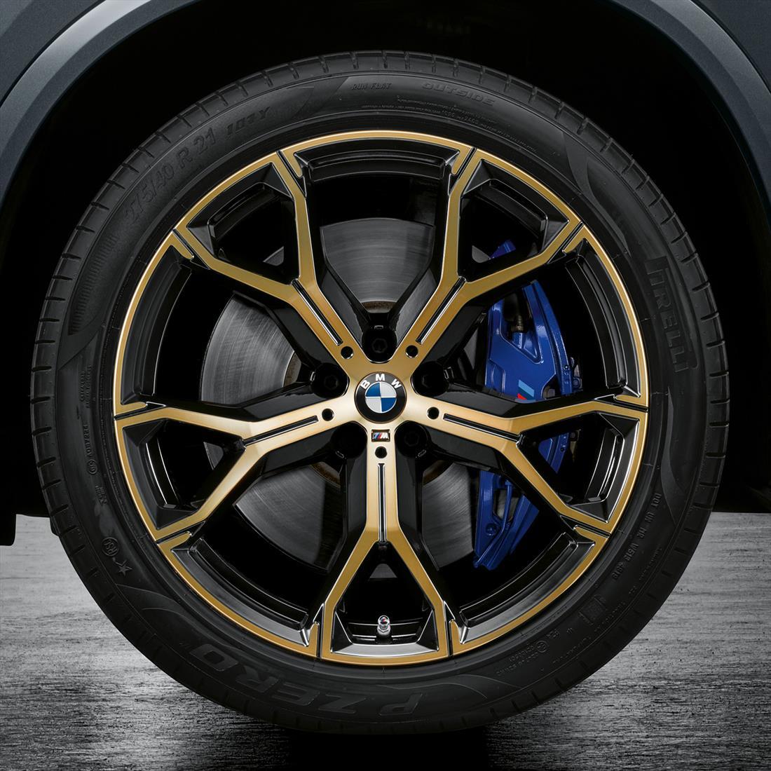 BMW M Performance Complete Wheel and Tire Set, Style 741M 21 Inch in Night Gold.
