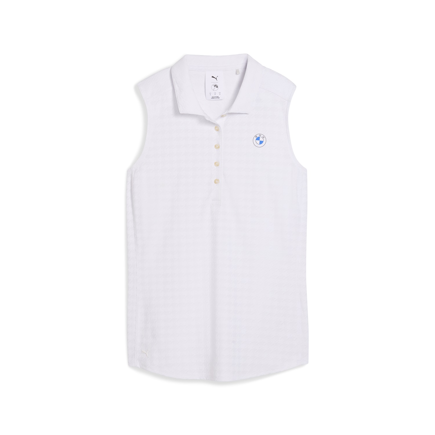 BMW Houndstooth Sleeveless Ladies White Polo