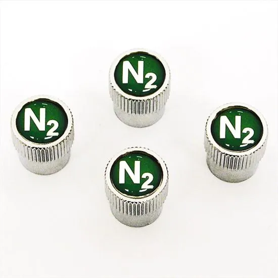 Nitrogen Logo ABS Valve Stem Caps, Chrome