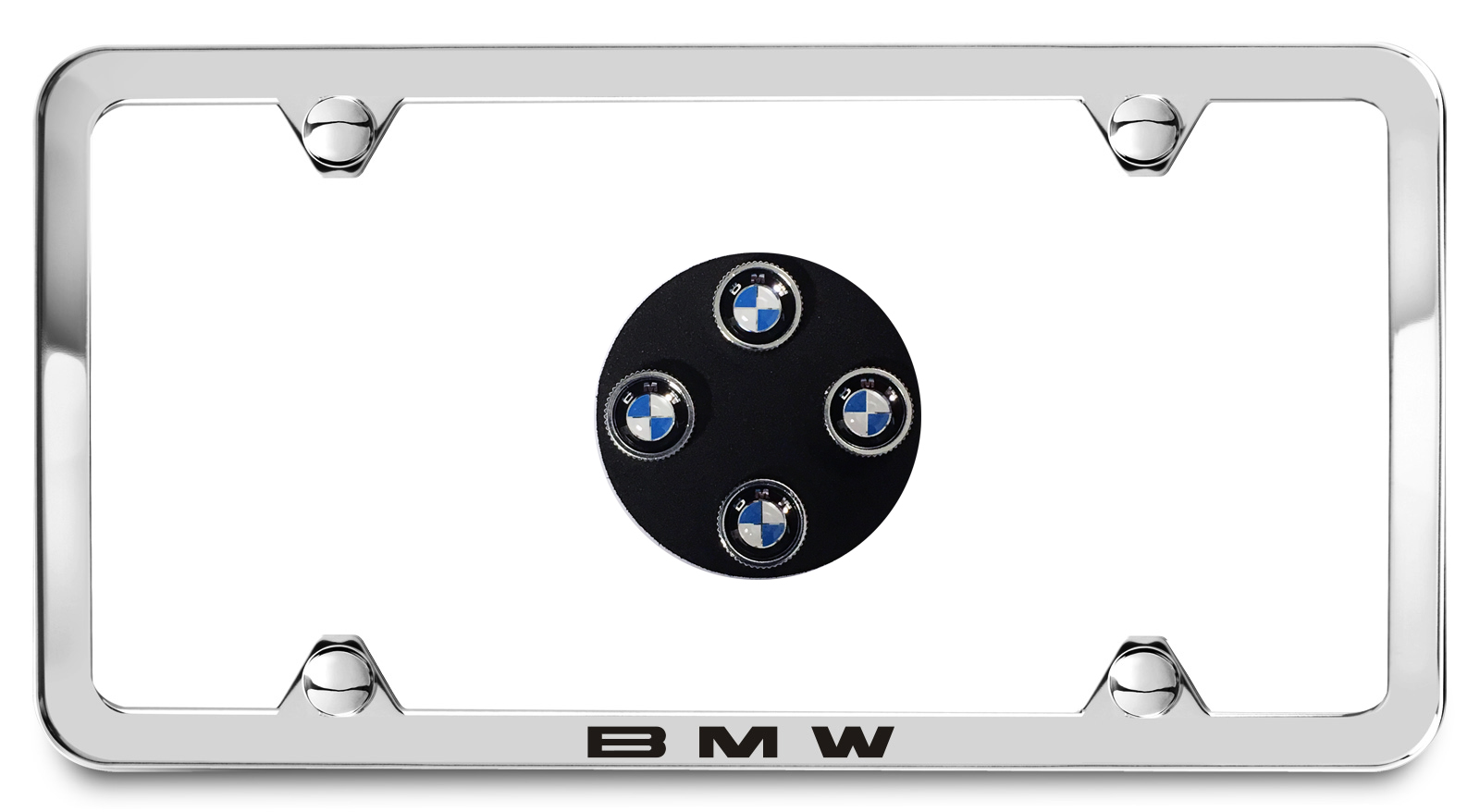 BMW Laser Slimline Kit with BMW Roundel Valve Stem Caps, Polished